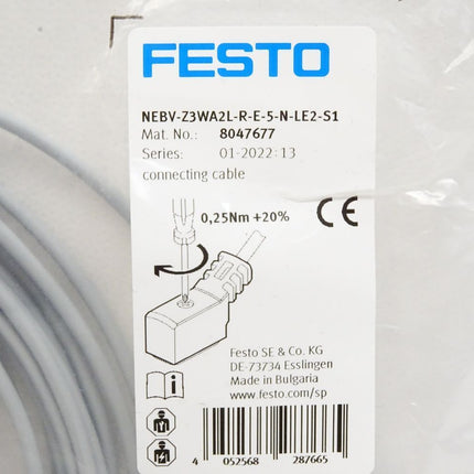 Festo Kabel NEBV-Z3WA2L-R-E-5-N-LE2-S1 / 8047677 / Neu OVP