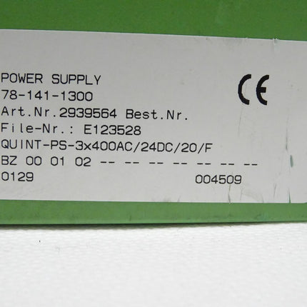 Phoenix Contact 2939564 PS-3x400AC/24DC/20/F Power Spply 78-141-1300