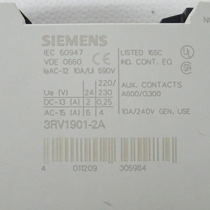 Siemens 3RV1011-1JA20 + 3RV1901-2A Leistungsschalter