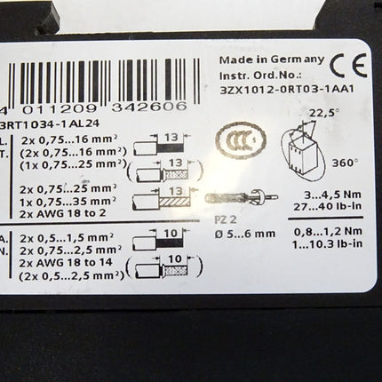 Siemens Sirius 3RT1034-1AL24 Leistungsschütz