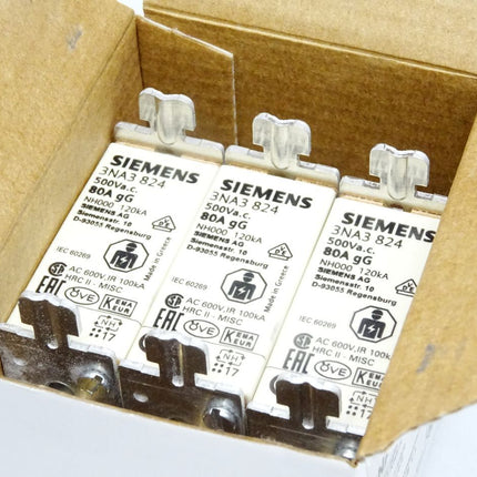 Siemens Sicherungseinsatz 80A 3NA3 3NA3824 / Inhalt : 3 Stück / Neu OVP