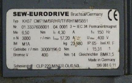 SEW-Eurodrive KH37 CM71M/BR/HR/TF/RH1M/SB51 Servomotor