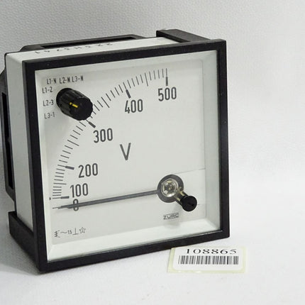 Zurc Voltmeter 0-500V mit 6 Schalterpositionen für Messumschaltung