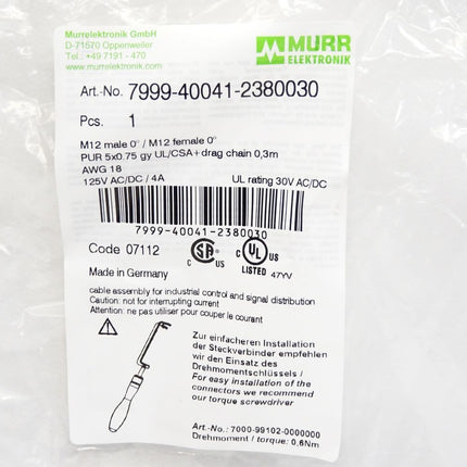 Murr Elektronik 7999-40041-2380030 / Neu OVP