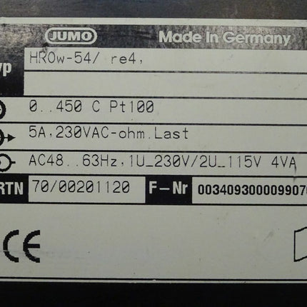 Jumo HR0w-54/re4 Temperaturregler PT100