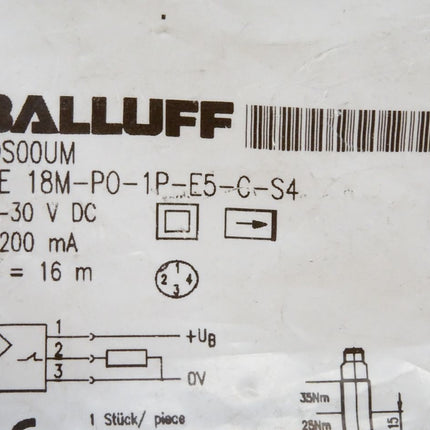 Balluff Sensor BOS00UM BLE 18M-PO-1P-E5-C-S4 18M-P0-1P-E5-C-S4 / Neu OVP