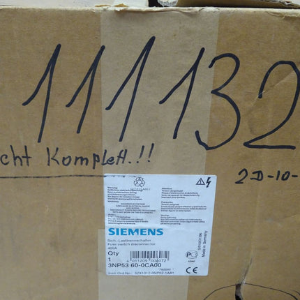 Siemens 3ZX1012-0NP52-1AA1 / 3NP5360-0CA00 / Neu OVP