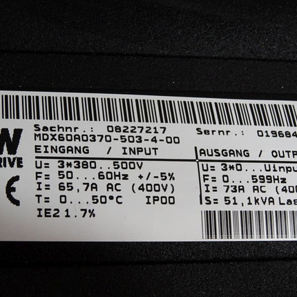 SEW Eurodrive Umrichter 37kW MDX61B0370-503-4-00 Steuerkopf MDX61B-00 08243492 08249571 MDX60A0370-503-4-00 08227217 Neu