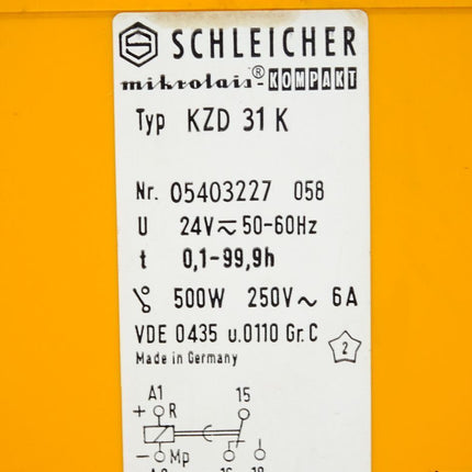 Schleicher Mikrolais KZD31K 05403227 Zeitrelais 0.1-99.9h