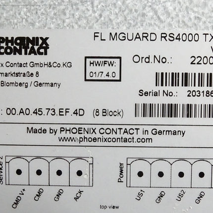 Phoenix Contact 2200515 FL MGUARD RS4000 TX/TX VPN Router