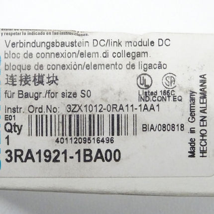 Siemens 3RA1921-1BA00 / 3RA1 921-1BA00 Verbindungsbaustein NEU/OVP