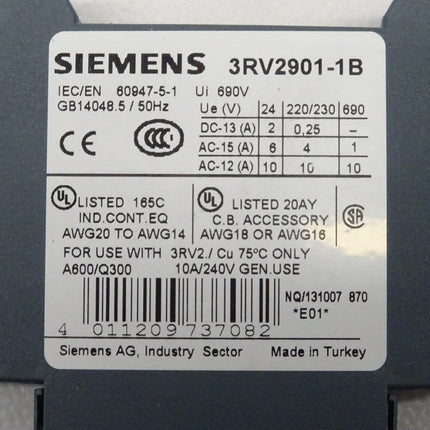 Siemens 3RV2901-1B Hilfsschalter 3RV2 901-1B neu-OVP