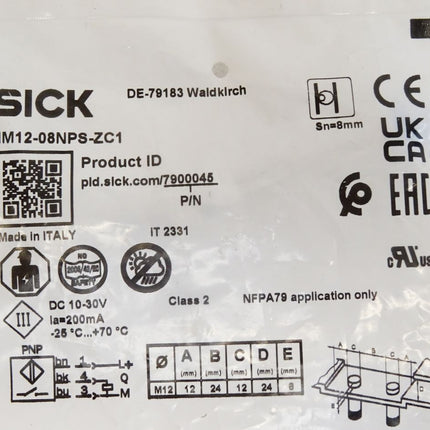 Sick 7900045 IM12-08NPS-ZC1 Induktiver Näherungssensor / Neu OVP