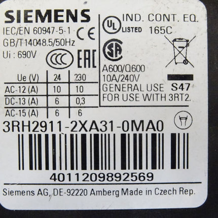 Siemens 3RH2911-2XA31-0MA0