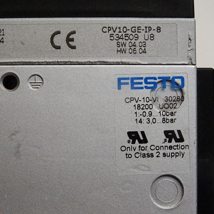 Festo Ventilinsel CPV10-GE-IP-8 534509 CPV-10-VI 18200 CPV10-VI-P8-M7-B 152423