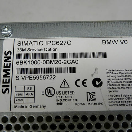 Siemens Simatic Box PC IPC627C / 6BK1000-0BM20-2CA0 / Power Supply A5E31006890-K9 /