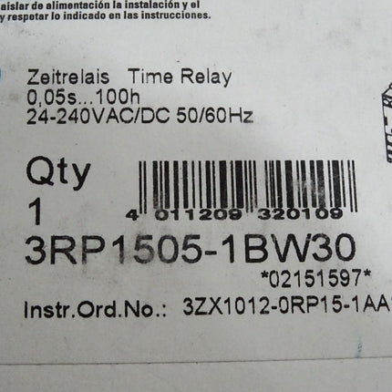 Siemens Zeitrelais 0.05s...100h 3RP1505-1BW30 / Neu OVP