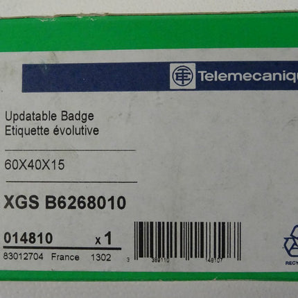 Telemecanique XGSB6268010 Updatable Badge 60x40x15 014810 XGS B6268010 Neu-OVP