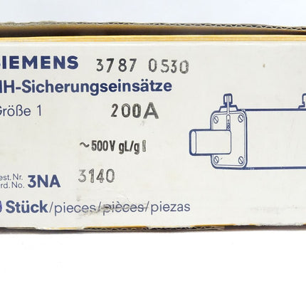 Siemens NH-Sicherungseinsätze 200A / 3NA3140 / Inhalt : 2 Stück / Neu OVP