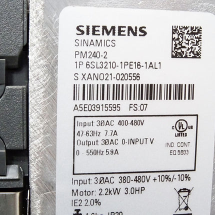 Siemens PM240-2 6SL3210-1PE16-1AL1