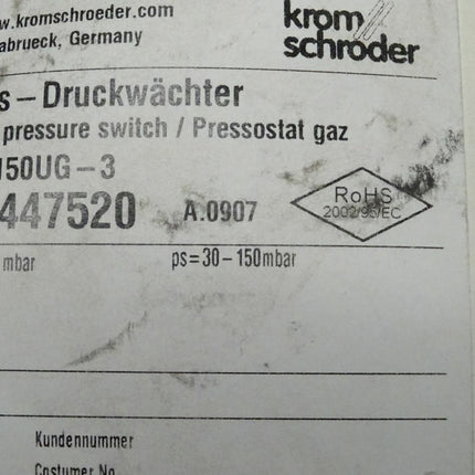 Krom Schröder Gas-Druckwächter DG150UG-3 / 84447520 NEU/OVP ///