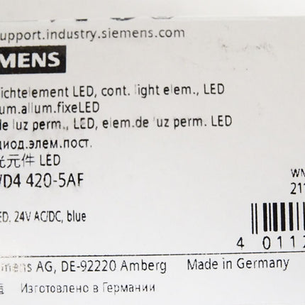 Siemens Dauerlichtelement LED blau 8WD4420-5AF / Neu OVP