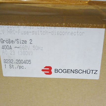 Bogenschütz NH-Sicherungs-Lasttrennschalter  400A 8292.200405 / Neu OVP