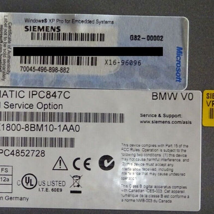 Siemens 6BK1800-8BM10-1AA0 Simatic IPC847C 6BK1 800-8BM10-1AA0