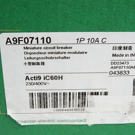 Schneider A9F07110 Acti9 iC60H Leitungsschutzschalter / Inhalt : 1 Stück / Neu