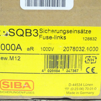 Siba SQB3 Sicherung Schmelzeinsatz 1000A Fuse-links 1000V neu-OVP