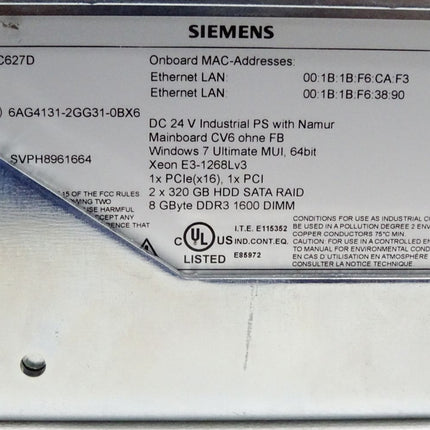 Siemens Simatic IPC627D 6AG4131-2GG31-0BX6