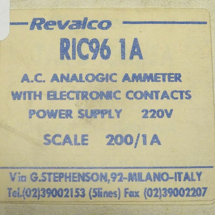 Revalco RIC96 Amperemeter 0-200A 220V neu-OVP