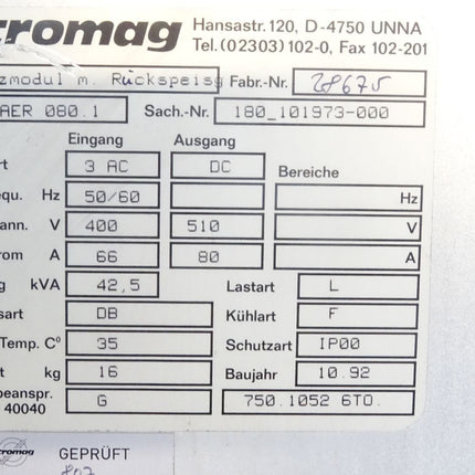 Stromag AER 080.1 / Netzmodul m. Rückspeis. / 180_101973-000