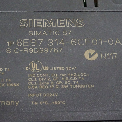 Siemens S7-300 CPU 314C-2 DP 6ES7314-6CF01-0AB0 6ES7 314-6CF01-0AB0