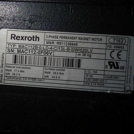 Rexroth Indramat MAC112B-0-LD-4-C/130-B-0/WI520LV Servomotor / R911236645 Top