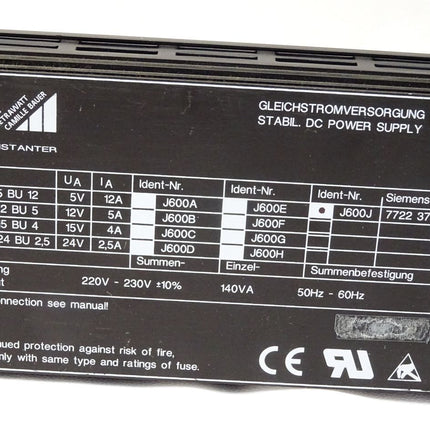 Siemens Konstanter Gossen Metrawatt Camille Bauer J600J 7722-374-B3305