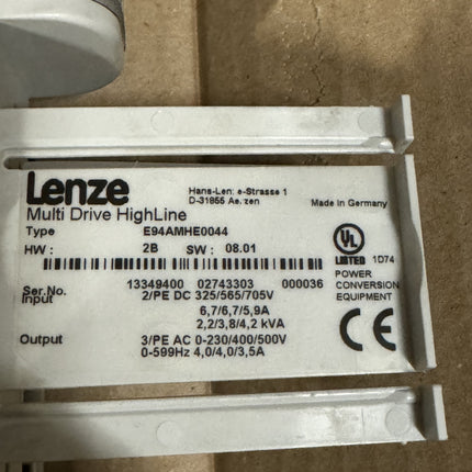 Lenze Servo Umrichter L-force Multi Drive HighLine E94AMHE0044 + Backplane E94AZPM0044 / Neuwertig OVP