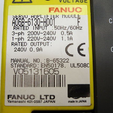 Fanuc Servo Amplifier Module A06B-6130-H001