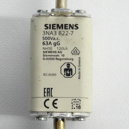 Siemens 3NA3822-7 NH-Sicherungseinsatz 3NA3 822-7