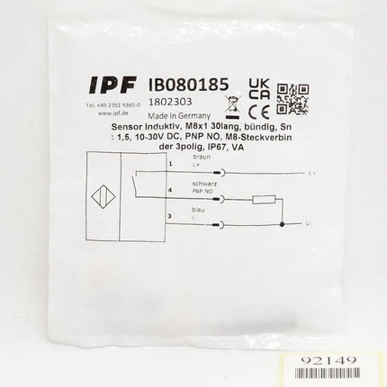 Ipf electronic Sensor Induktiv IB080185 / Neu OVP