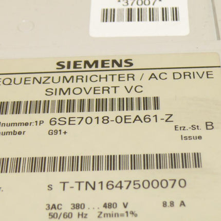 Siemens 6SE7 018-0EA61-Z Simovert 6SE7018-0EA61-Z E: B