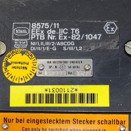 Stahl 8575/11 16A-6h/220/380-240/415V Schaltersteckdose