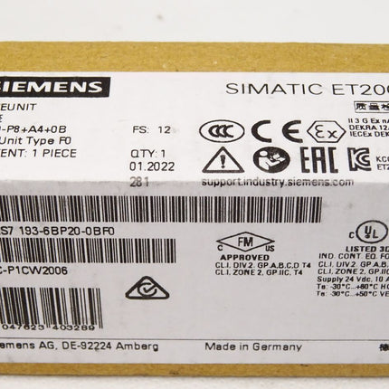 Siemens ET200SP 6ES7193-6BP20-0BF0  6ES7 193-6BP20-0BF0 Neu OVP versiegelt