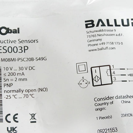 Balluff Indutiver Sensor BES003P BES M08MI-PSC20B-S49G / Neu OVP