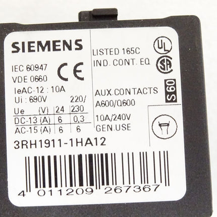 Siemens Hilfsschalterblock 3RH1911-1HA12