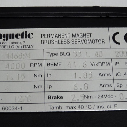 Magnetic Peripherals Servomotor 4000rpm BLQ33L40 BLQ 33 L40