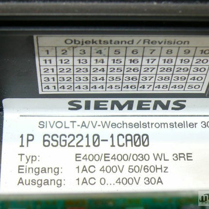 Siemens 6SG2210-1CA00 / 6SG2 210-1CA00 SIVOLT A/V STELLER 30A