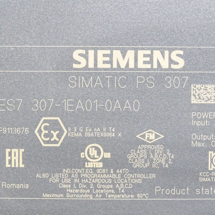 Siemens S7-300 PS307 6ES7307-1EA01-0AA0 6ES7 307-1EA01-0AA0