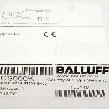 Balluff Kapazitiver Sensor BCS000K BCS M18KM3-UST80G-BV02 / Neu OVP versiegelt