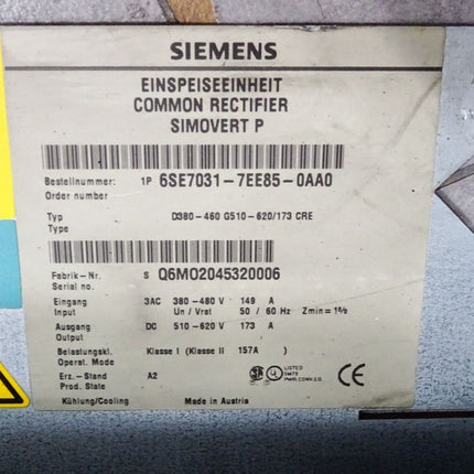 Siemens Simovert Einspeiseeinheit 6SE7031-7EE85-0AA0